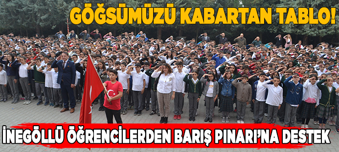 Bursa`da bin 380 öğrenci aynı anda asker selamı vererek, Barış Pınarı`na destek oldu