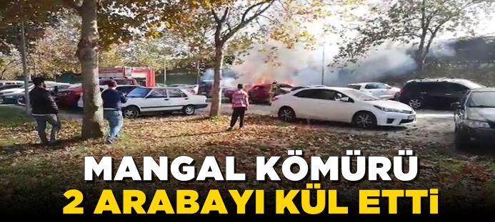 Bursa`da mangal kömürü iki arabayı kül etti