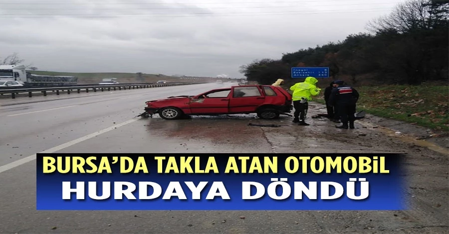 Takla atan otomobil hurdaya döndü