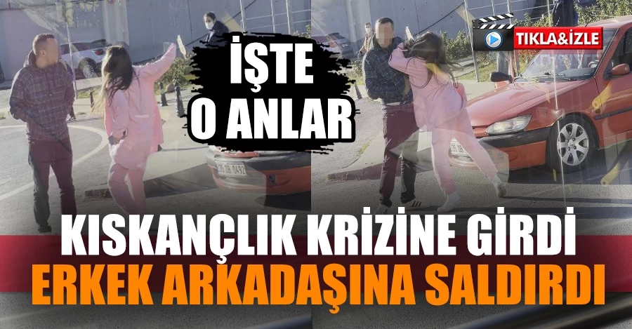 Erkek arkadaşıyla tartışan genç kızın sinir krizi geçirdiği anlar kamerada   