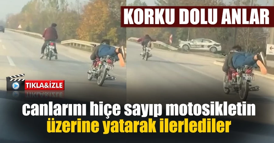 Bursa’da motosikletin üzerinde şov yaparak canlarını hiçe saydılar