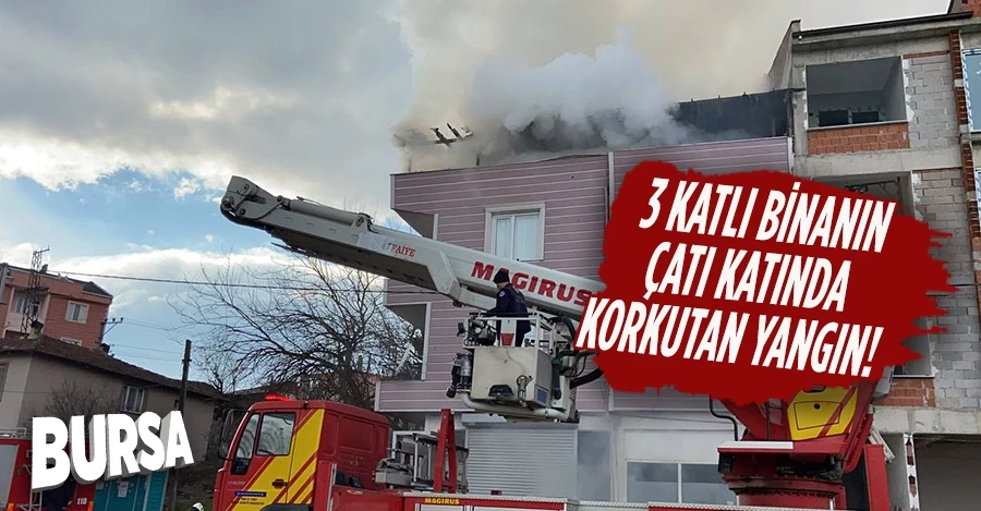 3 katlı binanın çatı katında korkutan yangın