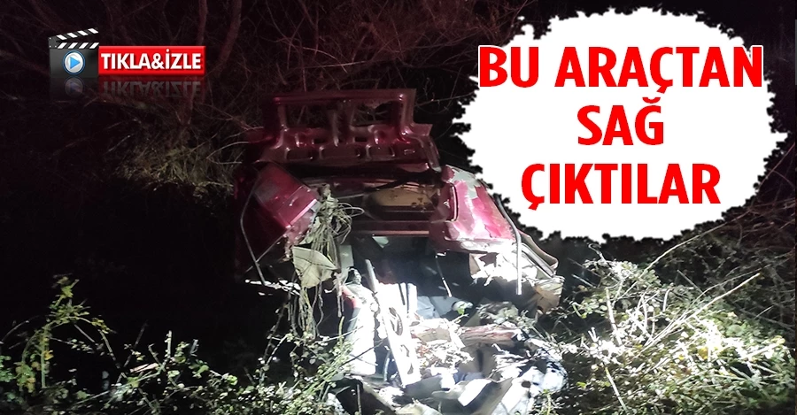 Hurdaya dönen araçtan 2 yaralı çıktı   