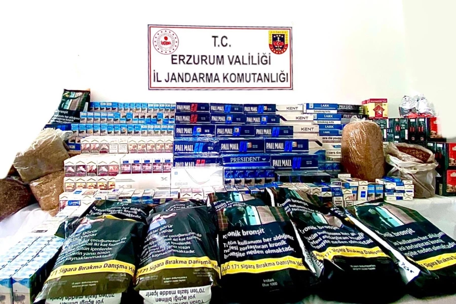Erzurum’da piyasa değeri 215 bin TL olan kaçak malzeme ele geçirildi   