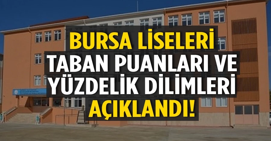 Bursa Liseleri Taban Puanları ve Yüzdelik Dilimleri açıklandı!