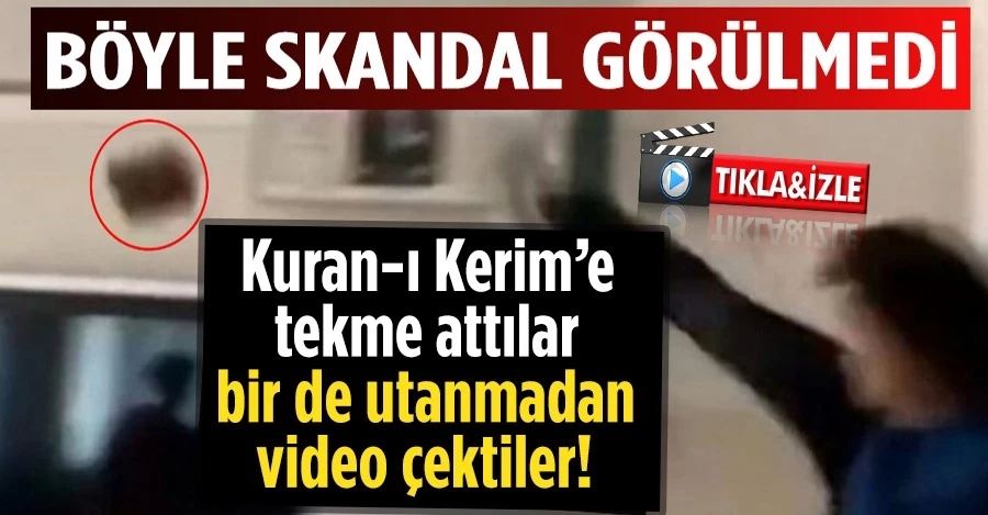 Büyük terbiyesizlik! Liseli öğrenciler Kuran-ı Kerim’e tekme atıp alay ettiler!