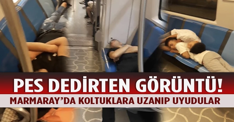 Kartal’da pes dedirten görüntü: Marmaray’da koltuklara uzanıp uyudular   