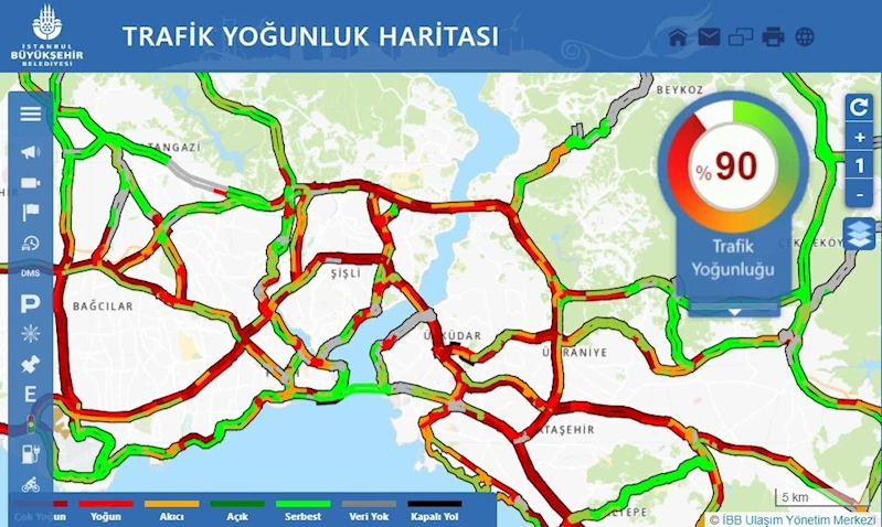 İstanbul’da yağmurda trafik yoğunluğu yüzde 90’a ulaştı
