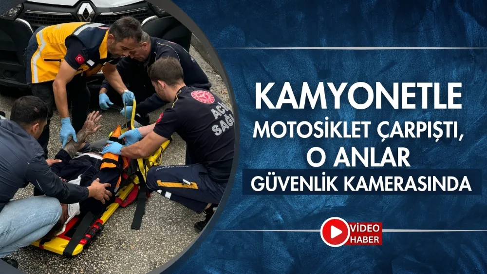 Kamyonetle motosiklet çarpıştı, o anlar güvenlik kamerasında