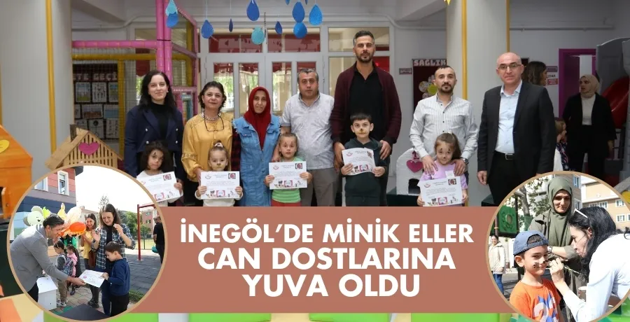 İnegöl’de minik eller can dostlarına yuva oldu