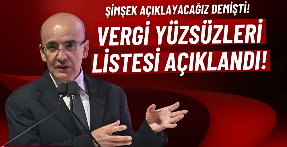 Vergi yüzsüzleri listesi açıklandı