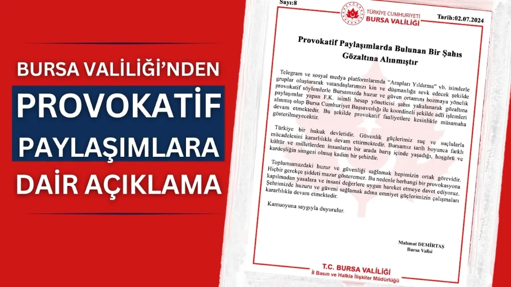 Bursa’da provokasyona gözaltı