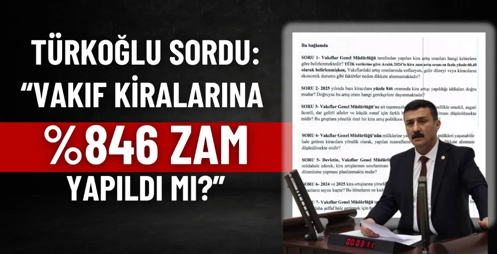 Türkoğlu sordu: “Vakıf kiralarına %846 zam yapıldı mı?”