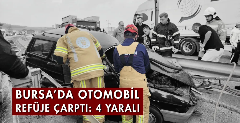 Bursa’da otomobil refüje çarptı: 4 yaralı