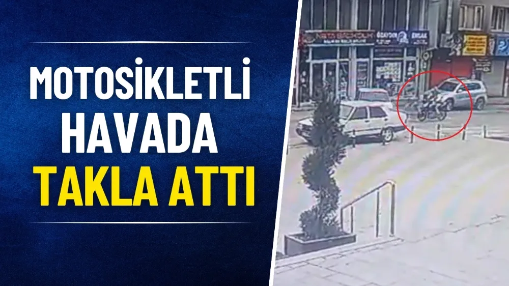 Motosikletli havada takla attı