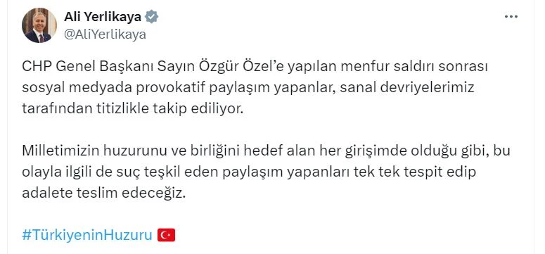 Bakan Yerlikaya: Özel