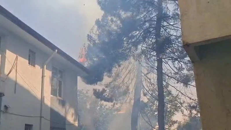 Araştırma merkezinin bahçesinde çıkan yangın, yan binanın çatısına sıçradı