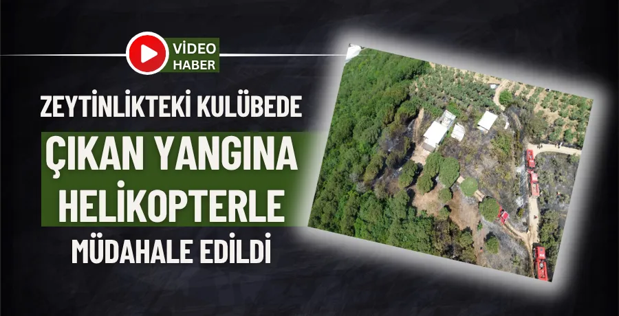Zeytinlikteki kulübede çıkan yangına helikopterle müdahale edildi