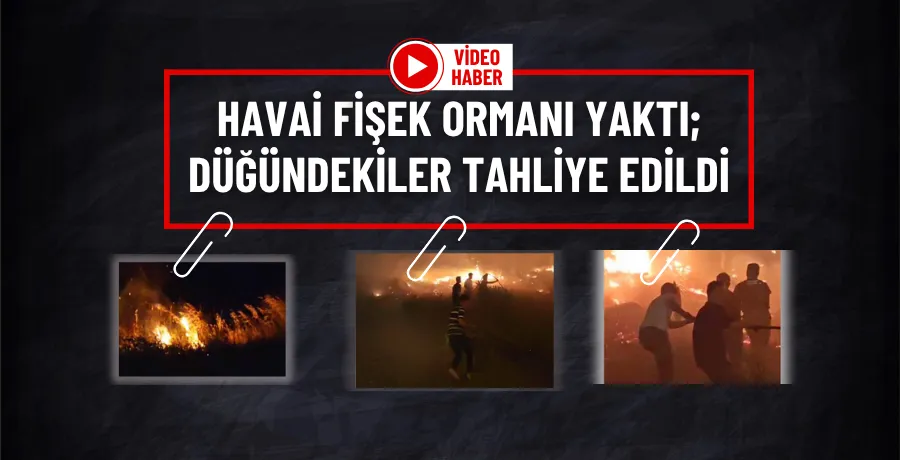 Havai fişek ormanı yaktı; düğündekiler tahliye edildi