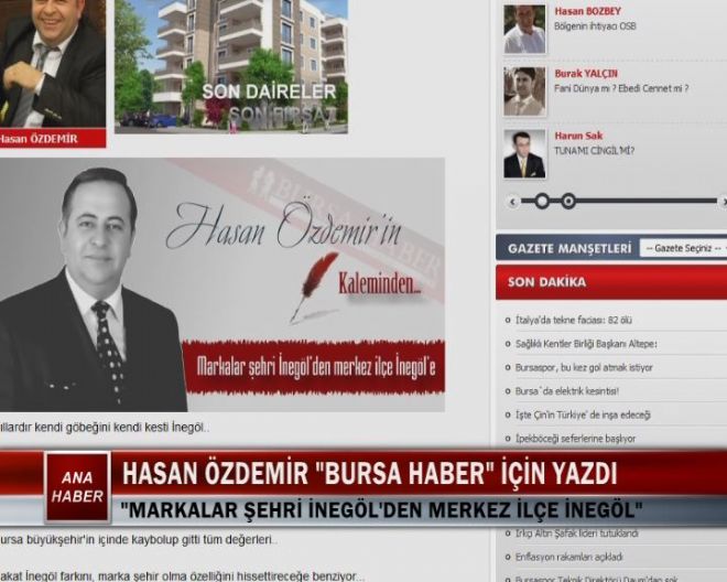 HASAN ÖZDEMİR BURSA HABER İÇİN YAZDI