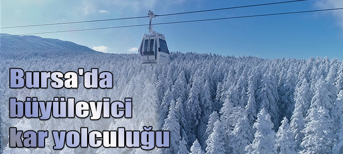Bursa`da sislerin arasında büyüleyici kar yolculuğu